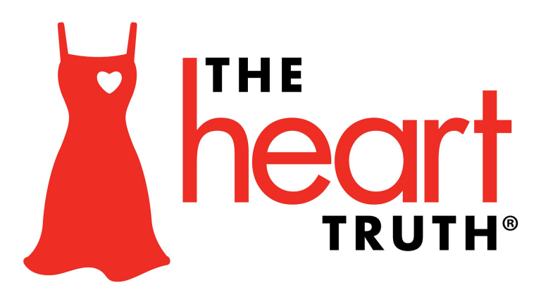 Red dress with heart cut out next to "the heart truth" text